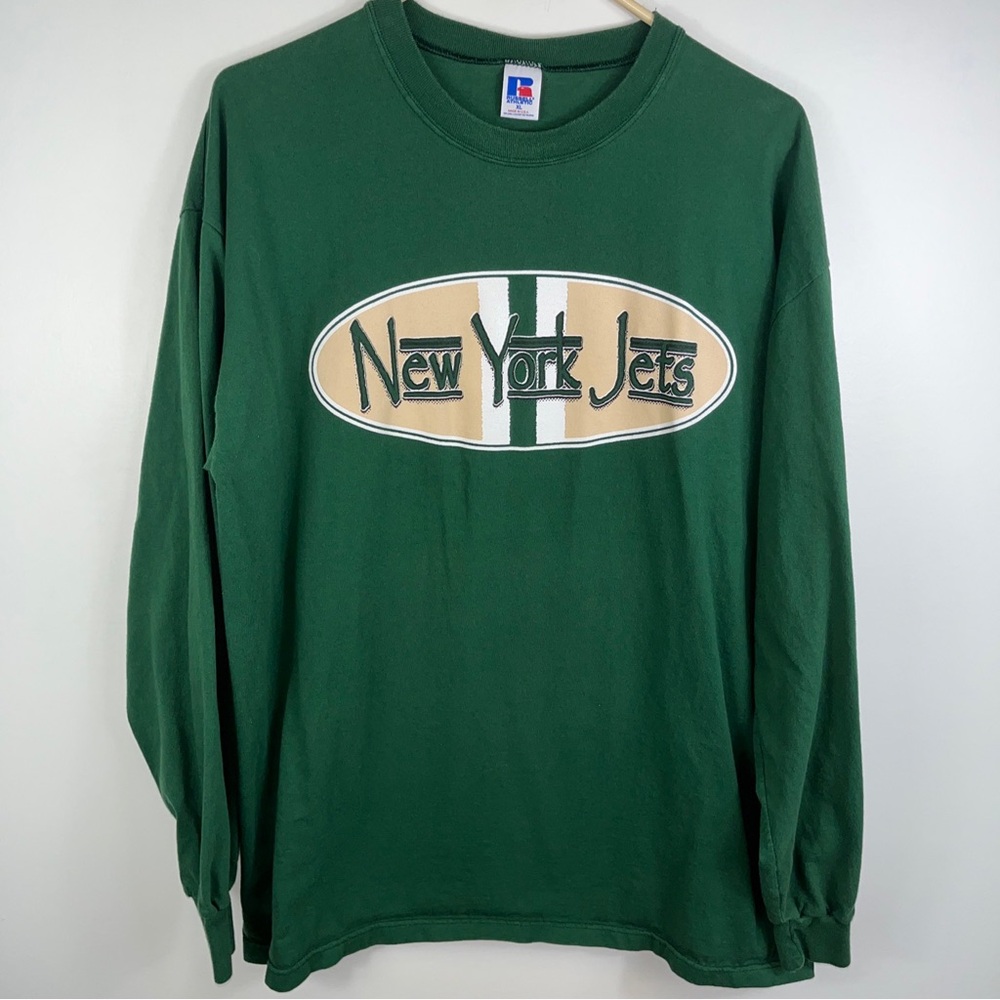 Vintage 90s New York Jets Russell Athletic Long Sleeve Tee TShirt Made USA XL